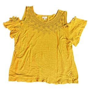 Charming Charlie Cold Shoulder Large Embroidered Top